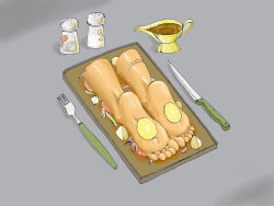 Rule 34 | absurdres, cannibalism, corpse, fork, gravy boat, highres, original, tagme