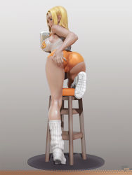 Rule 34 | 1girl, 3d, :q, alcohol, ass, ass grab, back, bad id, bad pixiv id, bar stool, bare shoulders, beer, beer mug, blonde hair, blue eyes, blush, borrowed character, breasts, butcha-u, cameltoe, cup, dark-skinned female, dark skin, delightfully fuckable and unrefined!!, fat mons, full body, hand on own ass, highres, hooters, large breasts, leslyzerosix, licking lips, long hair, looking back, loose socks, mari (delightfully fuckable and unrefined!!), mug, orange shorts, original, shirt, short shorts, shorts, sleeveless, sleeveless shirt, smile, socks, solo, stool, tank top, tongue, tongue out, wet, wet clothes, white footwear, white shirt, white socks