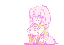 Rule 34 | 1girl, artist request, braid, full body, glasses, knees to chest, kodomo no jikan, long hair, long sleeves, looking at viewer, mashu07, pink hair, scarf, simple background, single braid, sitting, skirt, solo, twin braids, usa mimi, very long hair, white background, yellow scarf, | |