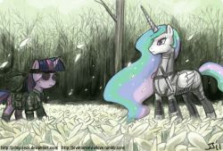 Rule 34 | blue hair, camouflage suit, celestia (my little pony), cosplay, crossover, eyepatch, field, flower, flower field, green hair, headband, horns, horse, inoue kikuko, john joseco, knife, long hair, metal gear (series), metal gear solid 3: snake eater, multicolored hair, multiple girls, my little pony, my little pony: friendship is magic, naked snake, naked snake (cosplay), no humans, parody, pink hair, purple eyes, purple hair, sheath, sheathed, single horn, tail, the boss, the boss (cosplay), twilight sparkle, unicorn, very long hair, voice actor connection, wings