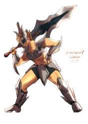 Rule 34 | 1boy, absurdres, armor, armored boots, bike shorts, boots, brown hair, bartz klauser, final fantasy, final fantasy v, gladiator, gladiator (final fantasy), greatsword, highres, holding, holding sword, holding weapon, komugiko no mori, mask, shoulder pads, square enix, sword, weapon