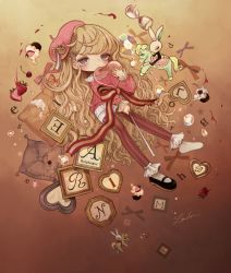 Rule 34 | 1girl, alphabet, beret, black footwear, blush, bobby socks, braid, brown eyes, brown hair, candy, cherry, cupcake, expressionless, food, fruit, full body, gem, gradient background, hair ornament, hat, holding, hourglass, jewelry, lollipop, long hair, long sleeves, looking at viewer, mary janes, nail polish, original, pantyhose, pantyhose under shorts, personification, pillow, pony (animal), rabbit, red nails, red socks, ribbon, ring, shaped lollipop, shirosaki london, shoes, shorts, signature, single shoe, socks, socks over pantyhose, solo, star (symbol), star hair ornament, strawberry, striped clothes, striped pantyhose, striped ribbon, striped socks, sweater, vertical-striped clothes, vertical-striped pantyhose, vertical-striped socks, very long hair, wavy hair
