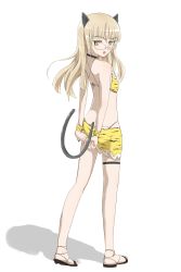 Rule 34 | 1girl, 2022, ass, blonde hair, blush, breasts, butt crack, chinese zodiac, glasses, highres, long hair, looking back, open mouth, perrine h. clostermann, small breasts, solo, strike witches, world witches series, year of the tiger, yellow eyes, zeck