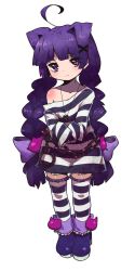 Rule 34 | 1girl, alice (criminal girls), criminal girls, full body, highres, ichihaya, nippon ichi, official art, solo, striped clothes, striped thighhighs, thighhighs, transparent background