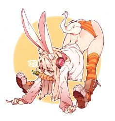 Rule 34 | 1girl, animal ears, boots, carrot, highres, long hair, md5 mismatch, poch4n, rabbit ears, rabbit tail, resized, resolution mismatch, solo, source smaller, tail, top-down bottom-up, upscaled