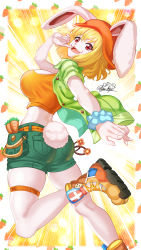Rule 34 | 1girl, absurdres, ass, blonde hair, boots, bracelet, breasts, carrot, carrot (one piece), furry, furry female, hat, highres, jewelry, large breasts, nez-box, one piece, rabbit ears, rabbit girl, rabbit tail, scrunchie, shirt, short hair, short shorts, shorts, sideboob, tank top, white fur, wide hips, wristband