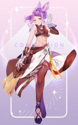 Rule 34 | 1girl, animal ears, warrior of light (ff14), bare arms, bare shoulders, breasts, commission, final fantasy, final fantasy xiv, full body, gauntlets, looking at viewer, navel, original, pink hair, red sleeves, red thighhighs, rirene rn, single sleeve, skirt, small breasts, smile, solo, thighhighs, viera, yellow eyes
