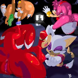 Rule 34 | 1boy, 4girls, amy rose, animal ears, animal nose, anus, arm up, artist name, ass, backless dress, backless outfit, bandeau, bare shoulders, bat ears, bat girl, black bodysuit, blue gemstone, body fur, bodysuit, boots, breasts, circlet, closed mouth, clothes pull, dress, elbow gloves, eyeshadow, female focus, from side, furry, furry female, furry male, gem, gloves, glowing, gold, green skirt, grey pants, hairband, half-closed eyes, happy, headgear, huge ass, imminent penetration, indoors, jaggy lines, knee boots, leg up, lipstick, long hair, looking at another, looking back, makeup, medium breasts, multicolored eyes, multiple girls, nipple stimulation, nipple tweak, nipples, no lineart, no panties, oekaki, one eye closed, open mouth, orange eyes, orange fur, orange hair, pants, pants pull, pink fur, pink hair, pink lips, profile, purple eyes, purple eyeshadow, pussy, pussy juice, red fur, red hair, red hairband, restrained, rockthebull, rouge the bat, sandals, shade the echidna, shiny skin, short dress, short hair, sidelocks, sideways mouth, signature, silhouette, skirt, sleeveless, sleeveless dress, smile, snout, sonic (series), spread legs, spread pussy, tail, tails (sonic), teeth, tentacle sex, tentacles, thighs, tikal the echidna, torn bodysuit, torn clothes, upskirt, white bandeau, white footwear, white fur, white gloves, white hair, wink, yellow eyes, yuri