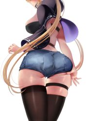 Rule 34 | ass, black thighhighs, breasts, feet, fetish, inanimate, long hair, original, resolution mismatch, simple background, skindentation, source larger, tagme, thigh strap, thighhighs, thighs, transparent background, very long hair