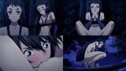 Rule 34 | 1boy, 1girl, angry, animated, ashiya douman (ikkitousen), ass, black hair, breasts, face in crotch, faceplant, forest, ikkitousen, ikkitousen western wolves, jumping, kicking, looking at another, nature, navel, night, night sky, nipples, no pussy, nude, out-of-frame censoring, serious, sexually suggestive, shuyuu koukin, sitting, sky, small breasts, spread legs, third-party edit, tree, video, wide hips