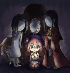 Rule 34 | 4girls, ahoge, animal ears, armband, bare shoulders, belt, braid, brown eyes, brown hair, candle, cherry blossoms, dog ears, dog girl, flower, green eyes, hair between eyes, hair flower, hair ornament, hairclip, holding, holding candle, hololive, inugami korone, inugami korone (1st costume), mask, medium hair, monster, multiple girls, nontraditional miko, one side up, open mouth, pink hair, sakura miko, sakura miko (old design), shadow corridor, sitting, skirt, tears, thighhighs, triangle mouth, virtual youtuber, yohane