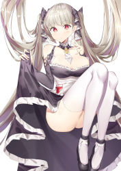 Rule 34 | 1girl, absurdres, azur lane, bare shoulders, between breasts, black dress, blush, breasts, cleavage, commentary request, dress, formidable (azur lane), frilled dress, frills, hair ribbon, highres, kuse (0201), large breasts, long hair, long sleeves, looking at viewer, red eyes, ribbon, solo, twintails, very long hair