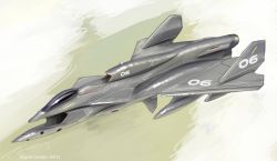 Rule 34 | aircraft, airplane, airplane wing, artist name, borrowed design, commentary, english commentary, fighter jet, from above, highres, jet, military, military vehicle, missile, no humans, original, science fiction, tessemi, vehicle focus