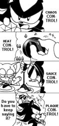 Rule 34 | aoi, comic, diamond (gemstone), dr. eggman, facial hair, food, furry, furry male, glasses, greyscale, hard-translated, lowres, monochrome, mustache, plate, rouge the bat, sega, shadow the hedgehog, sonic (series), third-party edit, translated