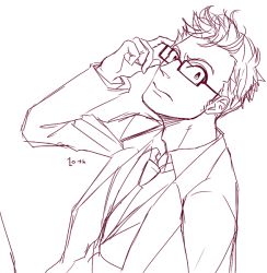 Rule 34 | 1boy, adjusting eyewear, armkreuz, coat, collared shirt, doctor who, glasses, lab coat, long sleeves, male focus, necktie, open clothes, open coat, shirt, simple background, tenth doctor, the doctor, white background