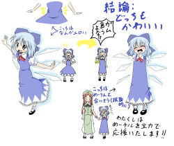 Rule 34 | arms behind back, blush, blush stickers, cirno, highres, hong meiling, outstretched arms, shino (ponjiyuusu), spread arms, embodiment of scarlet devil, touhou, translated