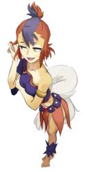Rule 34 | 1girl, eyebrows, fangs, female focus, full body, twirling hair, highres, multicolored hair, open mouth, polyle, simple background, solo, tail, teeth, thundercats, tongue, upper teeth only, white background, wilykit, yellow eyes