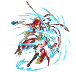 Rule 34 | 1girl, aiming, attack, black footwear, boots, bow (weapon), bow and arrow hold, fire emblem, fire emblem fates, fire emblem heroes, frown, full body, gloves, halo, hinoka (fire emblem), holding, holding bow (weapon), holding weapon, nintendo, official alternate costume, official art, open mouth, red eyes, red gloves, red hair, sheath, short hair, solo, teeth, upper teeth only, v-shaped eyebrows, weapon, white background