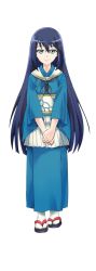 Rule 34 | 1girl, artist request, blue eyes, blue hair, full body, japanese clothes, kurushima (oshiro project), long hair, official art, oshiro project:re, oshiro project:re, own hands together, transparent background, very long hair