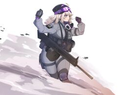 Rule 34 | 1girl, aa-12, aa-12 (girls&#039; frontline), ahoge, alternate breast size, bags under eyes, beanie, blonde hair, blue eyes, blunt bangs, breasts, bulletproof vest, candy, commission, explosive, food, gas mask, girls&#039; frontline, goggles, goggles on head, grenade, grenade pin, gun, hat, holding, holding grenade, large breasts, lollipop, mask, military, military uniform, samsam s2s, shotgun, shoulder strap, smoke, smoke grenade, smoke trail, solo, tactical clothes, thick thighs, thighs, uniform, weapon