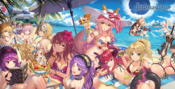 Rule 34 | 6+girls, absurdres, animal ears, artoria pendragon (all), artoria pendragon (fate), ass, beach, beach umbrella, blonde hair, blue eyes, blush, book, breasts, brown hair, character request, clarent (fate), cleavage, closed mouth, copyright name, day, elizabeth bathory (fate), elizabeth bathory (fate/extra ccc), excalibur (fate/stay night), fate/grand order, fate (series), food, fox ears, fox tail, green eyes, green hair, headpiece, highres, holding, holding book, hongse beiyu, horns, ice cream, innertube, jeanne d&#039;arc (fate), jeanne d&#039;arc (ruler) (fate), kiyohime (fate), large breasts, looking at another, looking at viewer, lying, mash kyrielight, mordred (fate), mordred (fate/apocrypha), multiple girls, navel, oda nobunaga (fate), oda nobunaga (koha-ace), okita souji (fate), okita souji (koha-ace), on stomach, one eye closed, parted lips, pink hair, popsicle, purple eyes, purple hair, saber (fate), scathach (fate), scathach (fate/grand order), scathach (swimsuit assassin) (fate), short hair, short ponytail, sideboob, sitting, smile, stheno (fate), swim ring, table, tail, tamamo (fate), tamamo no mae (fate/extra), tamamo no mae (swimsuit lancer) (fate), tamamo no mae (swimsuit lancer) (third ascension) (fate), teeth, twintails, umbrella, wafer stick, water gun, yellow eyes