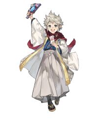 Rule 34 | 1boy, dragonstone, envelope, fire emblem, fire emblem fates, fire emblem heroes, grey eyes, hagoita, highres, holding, holding envelope, japanese clothes, kana (fire emblem), kana (male) (fire emblem), kana (male) (rising dragon) (fire emblem), kimono, looking at viewer, nintendo, non-web source, official alternate costume, official art, open mouth, paddle, scarf, smile, solo, spiked hair, white hair