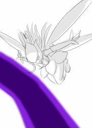 Rule 34 | digimon, dodging, fairy, flower, highres, laser, lilimon, simple background, white background, wings