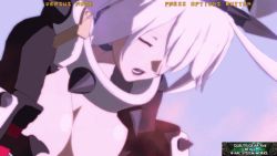 Rule 34 | 1girl, 3d, animated, animated gif, arc system works, bouncing breasts, breasts, breathing, choker, cleavage, elphelt valentine, closed eyes, female focus, guilty gear, guilty gear xrd, guilty gear xrd: revelator, guilty gear xrd: revelator 2, jiggle, large breasts, open mouth, solo, tired, white hair