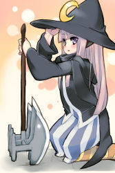 Rule 34 | 1girl, azuki akizuki, hat, kneeling, long hair, purple eyes, solo, weapon