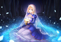 Rule 34 | 1girl, ahoge, artoria pendragon (all), artoria pendragon (fate), bad id, bad pixiv id, blonde hair, breasts, cleavage, fate/grand order, fate (series), green eyes, highres, large breasts, looking at viewer, lunacle, open mouth, saber (fate), short hair, sky, smile, solo, star (sky), starry sky, teeth, veil