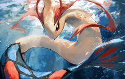 Rule 34 | black eyes, bubble, colored sclera, commentary request, creatures (company), from below, game freak, gen 3 pokemon, ligton1225, milotic, nintendo, no humans, pokemon, pokemon (creature), red sclera, solo, submerged, underwater, water