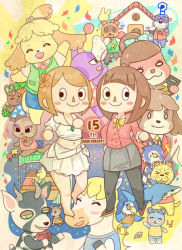 Rule 34 | animal crossing, anniversary, blouse, bluebear (animal crossing), bob (animal crossing), butterfly net, colton (animal crossing), digby (animal crossing), dress, everyone, fauna (animal crossing), fishing rod, hand net, house, isabelle (animal crossing), leonardo (animal crossing), lobo (animal crossing), looking at another, lottie (animal crossing), lyle (animal crossing), medium hair, nintendo, o&#039;hare (animal crossing), pants, pecan (animal crossing), pierce (animal crossing), red shirt, redd (animal crossing), shirt, source request, standing, tight clothes, tight pants, tom nook (animal crossing), villager (animal crossing), waving, white dress, zell (animal crossing)