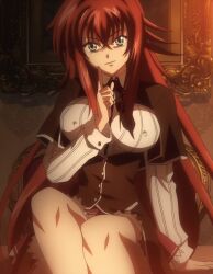 Rule 34 | bare legs, breasts, high school dxd, highres, large breasts, miniskirt, rias gremory, screencap, skirt