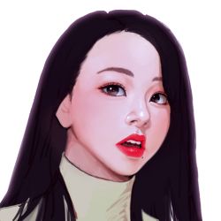 Rule 34 | 1girl, absurdres, black hair, brown eyes, chaeyoung (twice), close-up, eljaykhun, highres, mole, mole under mouth, open mouth, portrait, real life, red lips, solo, thick lips, twice (group), white background
