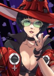 Rule 34 | 1girl, arc system works, black hair, breasts, cleavage, glasses, guilty gear, guilty gear strive, hat, highres, i-no, large breasts, witch hat