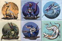 Rule 34 | allomon, brachimon, deltamon, digimon, dinosaur, highres, horns, open mouth, plesiomon, plesiosaur, triceramon, triceratops, tylomon