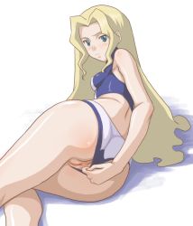 Rule 34 | 00s, 1girl, ass, bikini, bikini bottom aside, blonde hair, cleft of venus, clothing aside, lying, on side, panties, panty pull, pussy, silvia ban, solo, solty rei, swimsuit, swimsuit aside, tofu (tf07px), uncensored, underwear