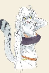 Rule 34 | artist request, furry, grey hair, long hair, open mouth, snow leopard, yellow eyes
