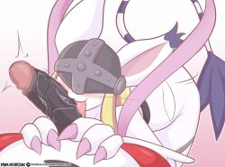 Rule 34 | angewomon, animal ears, ass, belt, blush, cat ears, cat tail, claws, digimon, fellatio, licking, licking penis, mask, penis, tail, tailmon