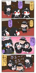 Rule 34 | &gt; &lt;, +++, 10s, 4girls, 4koma, :d, :x, ^ ^, abyssal ship, anchor hair ornament, bad singing, battleship princess, battleship water oni, black dress, black hair, black skirt, blonde hair, chibi, closed eyes, clothing cutout, comic, commentary request, covering own ears, double bun, dress, closed eyes, hair between eyes, hair ornament, hat, heart, heart cutout, highres, horns, kantai collection, light cruiser oni, long hair, military, military uniform, multiple girls, music, musical note, open mouth, peaked cap, pleated skirt, prinz eugen (kancolle), puchimasu!, red eyes, short hair, short twintails, singing, single horn, skirt, smile, text focus, translation request, twintails, uniform, wavy mouth, yuureidoushi (yuurei6214)