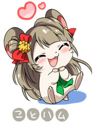 Rule 34 | 10s, 1girl, blush, bow, brown hair, eromame, hair bow, hamtaro (series), long hair, love live!, love live! school idol project, minami kotori, open mouth, side ponytail, smile, solo