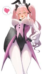 Rule 34 | 1girl, absurdres, animal ear fluff, animal ears, black bow, black gloves, blush, bow, breasts, coattails, collared shirt, corset, dress shirt, fate/grand order, fate (series), fox tail, gloves, hair between eyes, hair bow, highres, koyanskaya (assassin) (second ascension) (fate), koyanskaya (fate), large breasts, long hair, long sleeves, looking at viewer, moritaeaka, open mouth, pantyhose, pink hair, rabbit ears, shirt, sidelocks, smile, solo, tail, tamamo (fate), thighs, twintails, underbust, white pantyhose, white shirt, yellow eyes