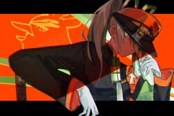 Rule 34 | 1girl, armband, black coat, coat, commentary, creatures (company), delinquent, detached sleeves, english commentary, fighting miku (project voltage), game freak, gen 8 pokemon, gloves, green armband, greiilock, hair between eyes, hatsune miku, highres, looking at viewer, necktie, nintendo, one eye covered, orange trim, pokemon, pokemon (creature), project voltage, single detached sleeve, sirfetch&#039;d, spring onion, twintails, visor cap, vocaloid, white gloves, white hair, white necktie, yellow eyes