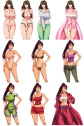 Rule 34 | 2girls, animal print, bandages, belt, blue eyes, bousouzoku, bra, breasts, brown hair, censored, delinquent, denim, female pubic hair, highleg, highres, huge breasts, jeans, jewelry, large breasts, leopard print, lingerie, long hair, looking at viewer, maki daikichi, midriff, multiple girls, nail polish, navel, necklace, nipples, nude, panties, pants, pleated skirt, ponytail, pubic hair, pussy, sarashi, skirt, underwear, underwear only, yellow eyes