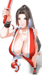 Rule 34 | 1girl, breasts, fatal fury, highres, large breasts, nypaon, ponytail, shiranui mai, solo