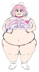 Rule 34 | 1girl, belly, big belly, breasts, fat, idolmaster, idolmaster cinderella girls, idolmaster cinderella girls starlight stage, large breasts, navel, obese, pink hair, tagme, thick thighs, thighs, yumemi riamu