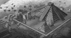 Rule 34 | city, cityscape, highres, jungle, mayan, mayan mythology, nature, pyramid (structure), temple, village
