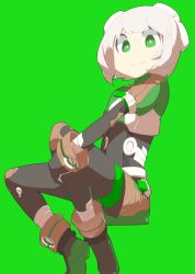 Rule 34 | 1girl, abata, character request, cropped jacket, female focus, green background, green eyes, short hair, smile, solo, transparent background