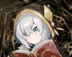 Rule 34 | 1girl, ars almal, ars almal (1st costume), blue eyes, blush, book, closed mouth, commentary, cosmos (cos mos f), hair between eyes, hood, hood up, looking at viewer, nijisanji, open book, smile, solo, upper body, virtual youtuber, white hair