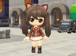 Rule 34 | animated, animated gif, blush, brown eyes, brown hair, chibi, looking at viewer, lowres, maplestory, twintails, waving